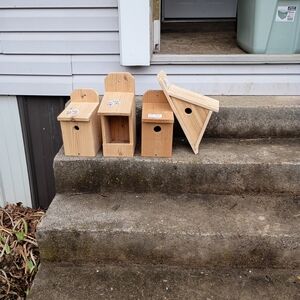 Natural Wood Birdhouse Set